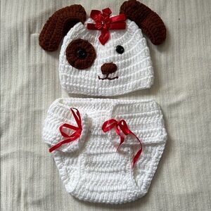 NWOT Handmade Puppy Hat & Diaper Cover Crochet Costume Photo Op Unisex